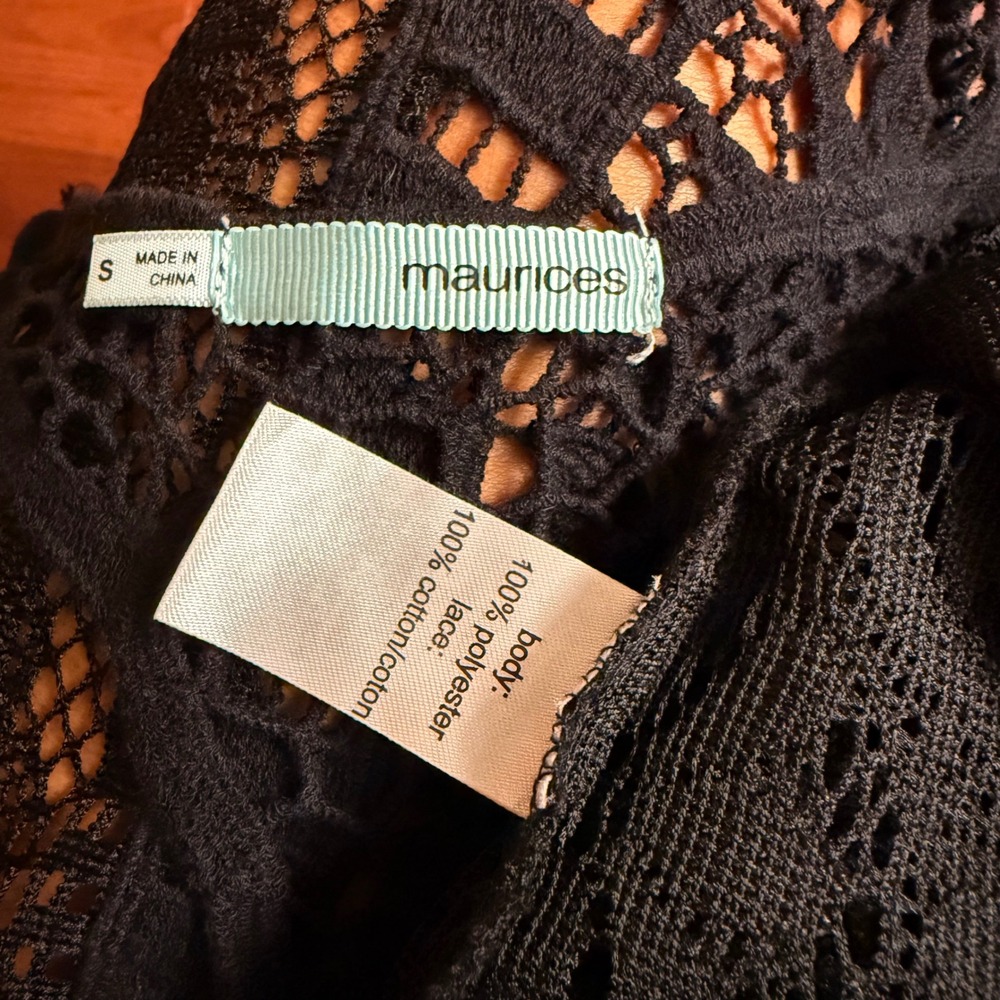 Maurices Crochet Lace Vest Women S Black Boho Whimisigoth Grunge Y2K Layering - Picture 4 of 4